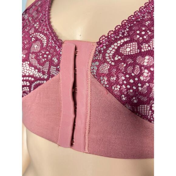 Anaono JamieLee NEW pocketed front closure lace bra size Large Wine - Picture 3 of 8